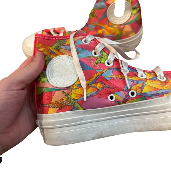 Converse Neon Satin Geometric BIRDS OF MARS HI-TOP Platform Shoes - Picture 6 of 8